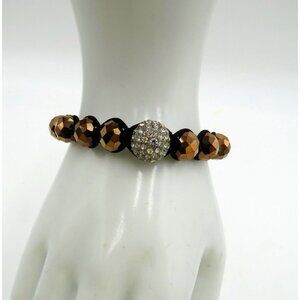 Shamballa Macrame Beaded Bracelet Adjustable Bronze‎ Beads Pave Crystal